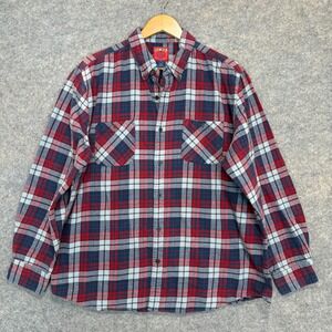 Vintage Big Mac Flannel Shirt Men XL JCP JC Penny Workwear Rugged Red Blue Plaid